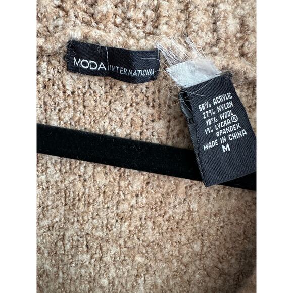 Vintage Moda International Off Shoulder Chunky Boucle Sweater Tan M - Picture 5 of 5